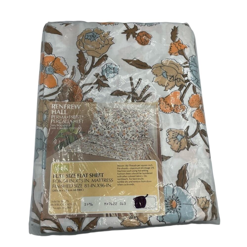 Sears Roebuck Renfew Hall Perma Prest Full Size Flat Sheet New In Package Fall